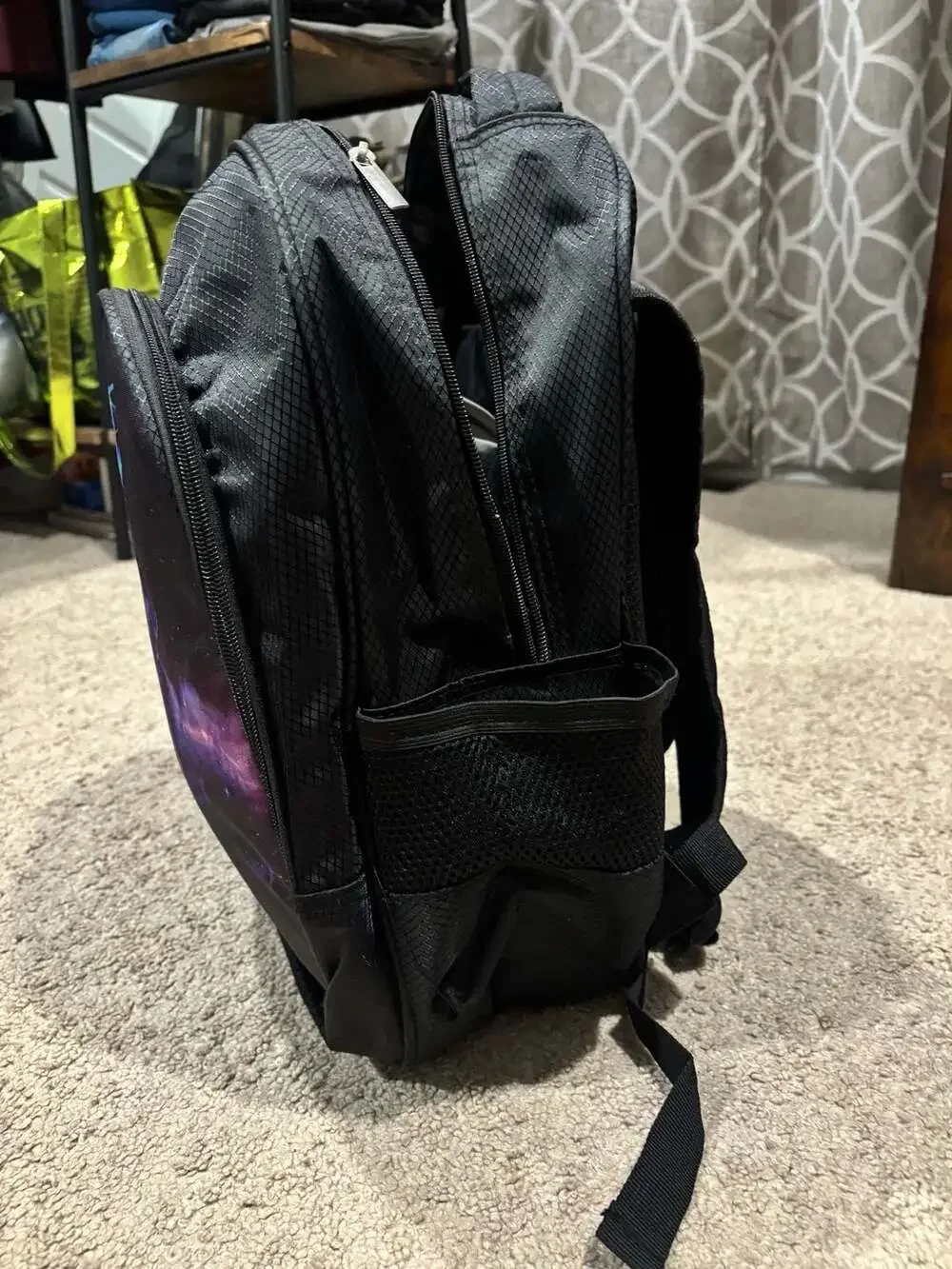Kids Fortnite Galaxy Skin Character Print Black School Backpack Bookbag